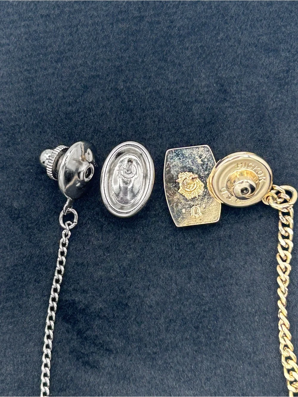 Vintage Initial C Tie Tack Set Hickok Gold Tone Silver Monogrammed Tie Pins